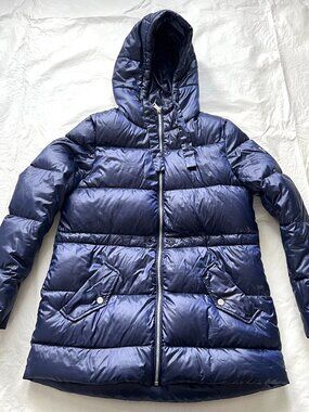 Lauren Ralph Lauren puffer jacket womens Medium quilted navy blue hooded down